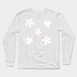 Minimal Abstract Flowers - White with Blush pink border Long Sleeve T-Shirt